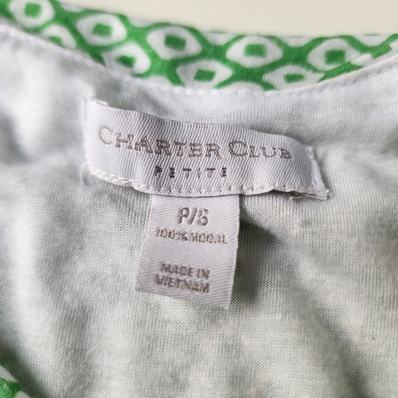 Charter Club Spring Dress Women's Geo Print Sleeveless Stretch Green Modal PS - Picture 11 of 12
